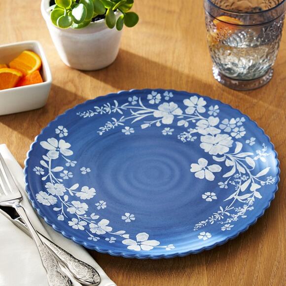 The Pioneer Woman 12-Piece Daisy Bamboo Melamine Dinnerware Set, Blue - Picture 3 of 7
